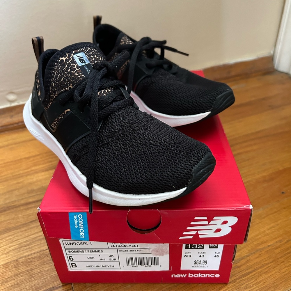 New Balance Black Sneakers with Leopard Accents